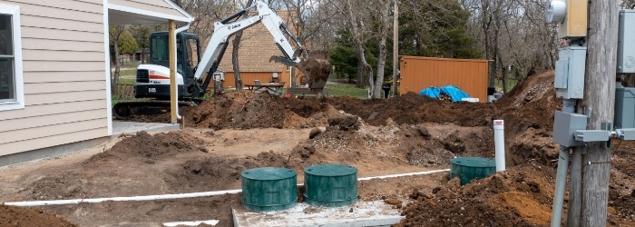 a septic system getting repaired